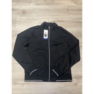 NWT Robert Graham Track Jacket Men's Large Black Full Zip Activewear Gym Sweater